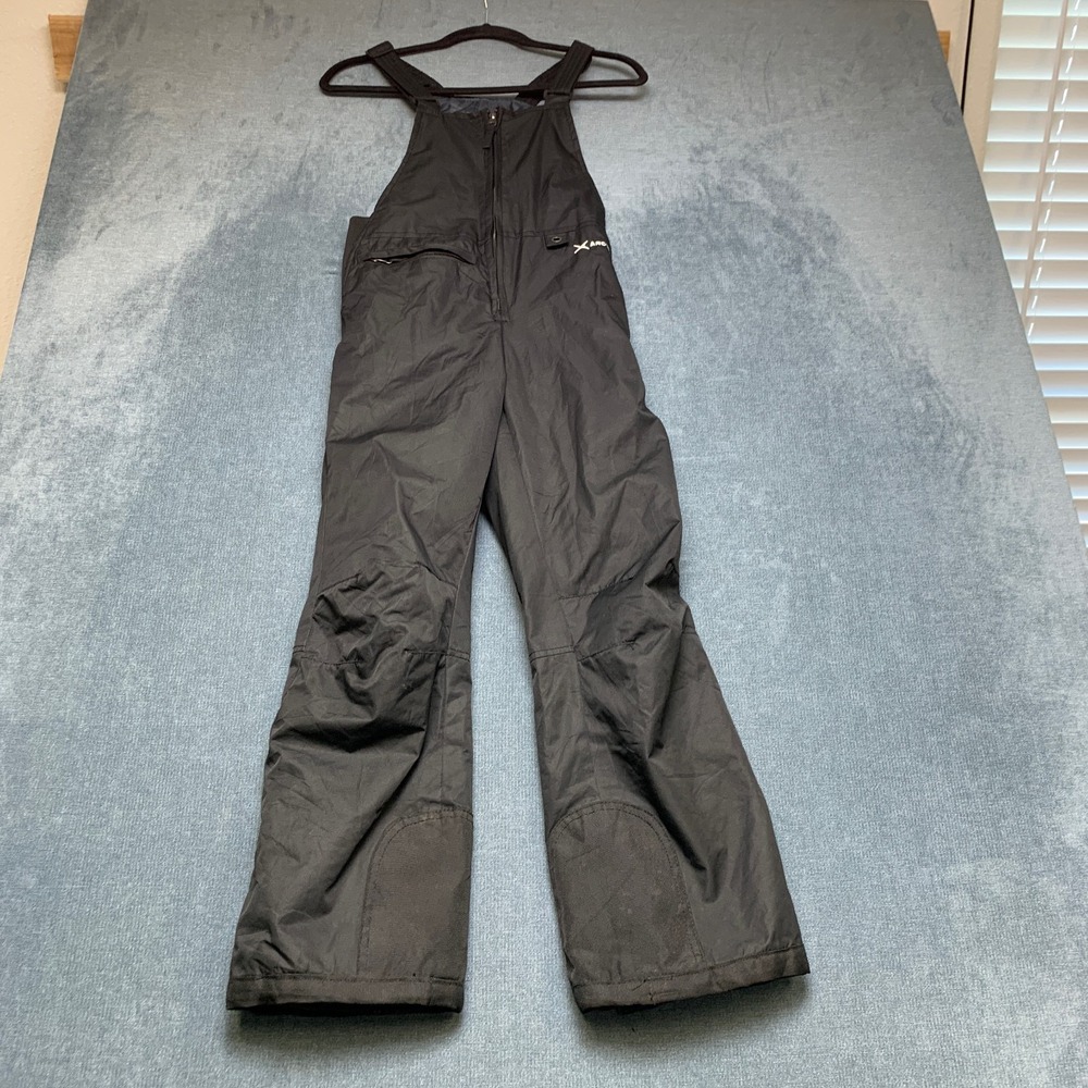 Arctix Snow Bib Overalls Pants Youth Black Ski Sledding Back Zip Straight Leg